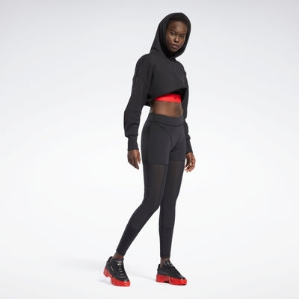 Reebok X Cardi B Mesh High Rise Leggings Black Women Small NWOT - Picture 3 of 7
